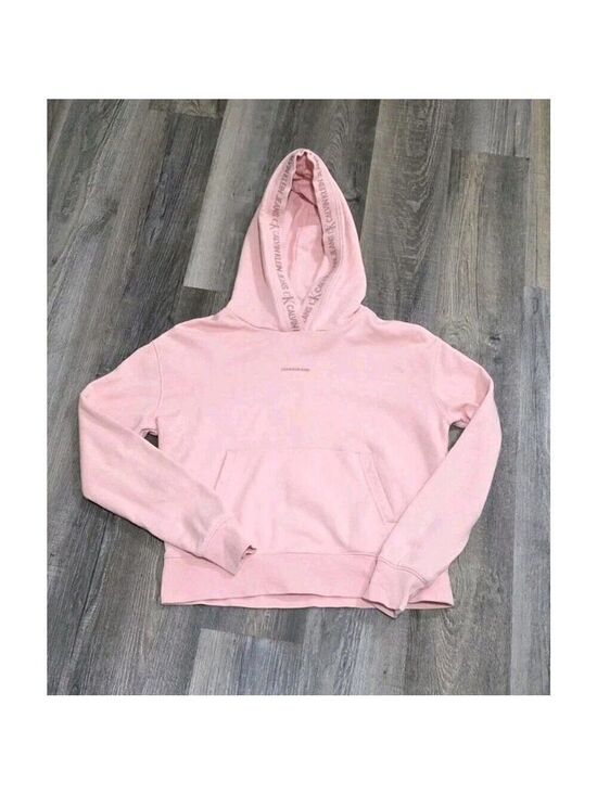Calvin Klein Tops - Calvin Klein Women's Pink Sweet Capuche Femme Crop Hoodie Medium Logo Sweatshirt